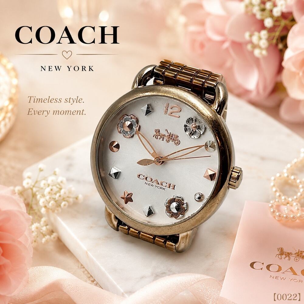 Coach Tea Rose Floral Dial Rose Gold Watch 36mm - Picture 1 of 9